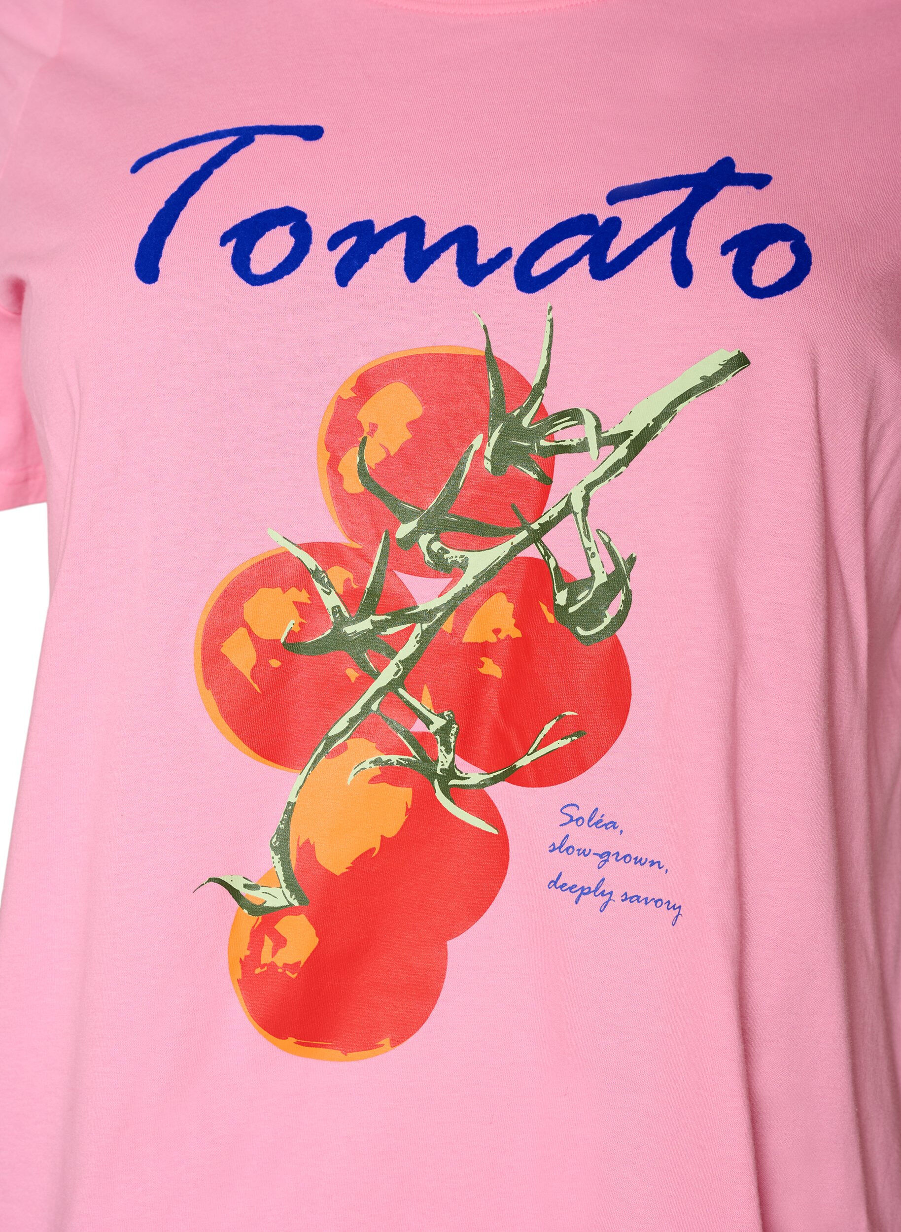 ZizziT-shirt i ekologisk bomull med tomat-tryck, Rosa, Packshot image number 2