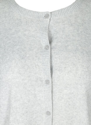 Kort, melerad stickad cardigan med knappar, Light Grey Melange, Packshot image number 2