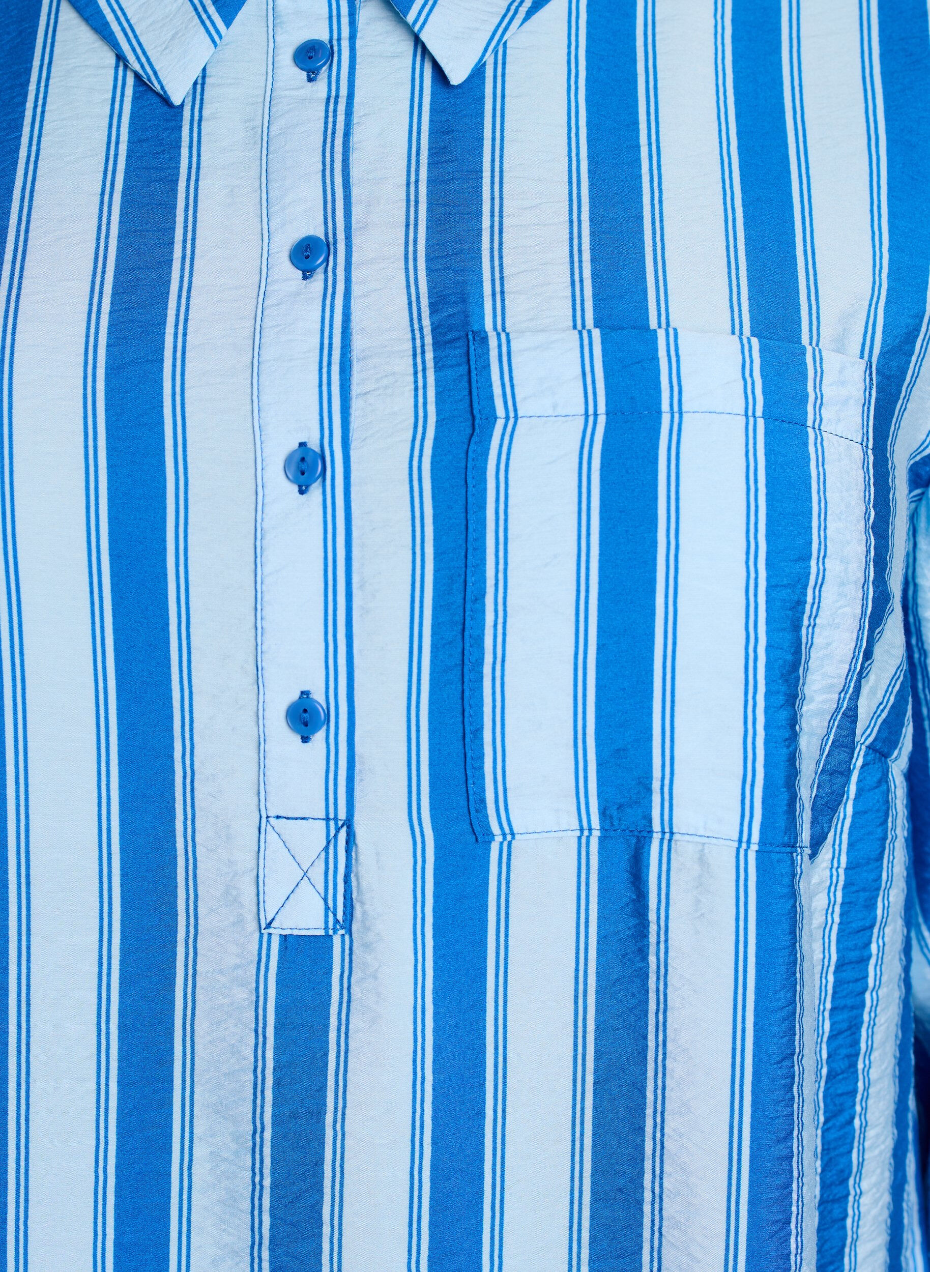 Zizzi Kort kl&auml;nning med krage och br&ouml;stficka, Bl&aring;, Packshot image number 2