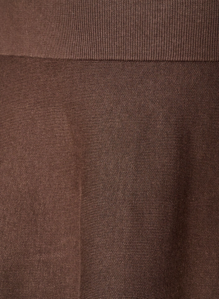 Kort a-linjeformad kjol i stickat, Brun, Packshot image number 2