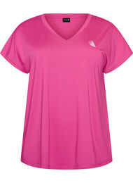 Tr&auml;nings t-shirt med v-ringning och l&ouml;s passform, Rosa