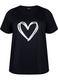 FLASH - T-shirt med motiv, Black Silver Heart