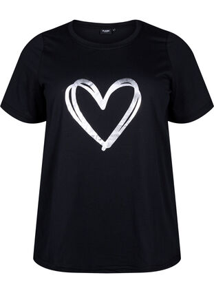 T-shirt från FLASH med tryck, Black Silver Heart, Packshot image number 0