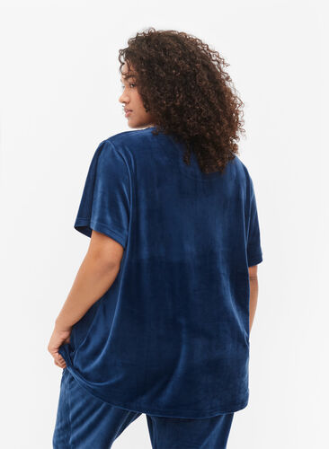 T-shirt i velour, Insignia Blue, Model image number 1
