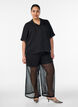 Prickig skjortblus med slag, Svart, Model image number 1