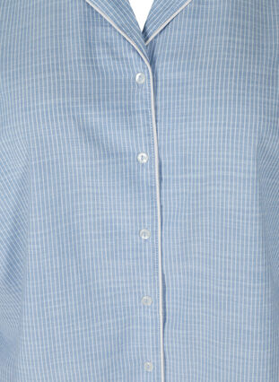 Randig nattskjorta i bomull, White/Blue Stripe, Packshot image number 2