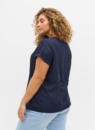T-shirt i ekologisk bomull med tryck, Navy Blazer Silver, Model image number 1