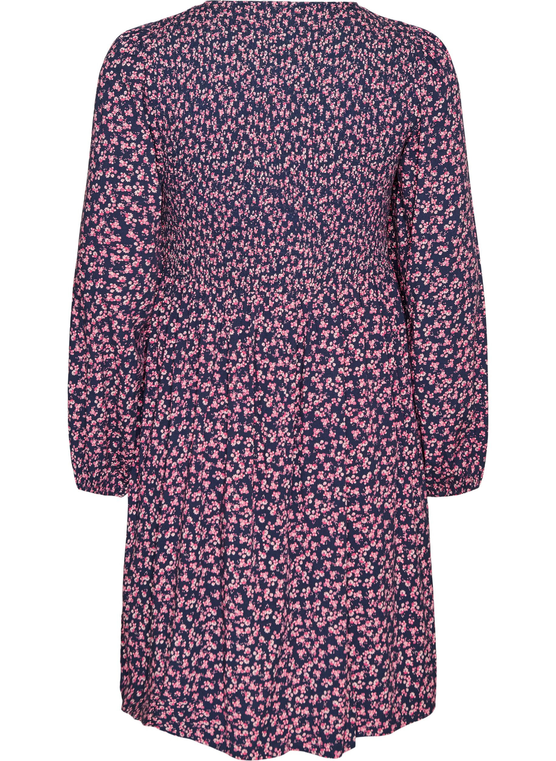 ZizziKl&auml;nning med smock upptill och sm&aring;blommigt m&ouml;nster, Bl&aring;, Packshot image number 1