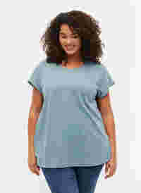 Kortärmad t-shirt i bomullsmix, Smoke Blue, Model