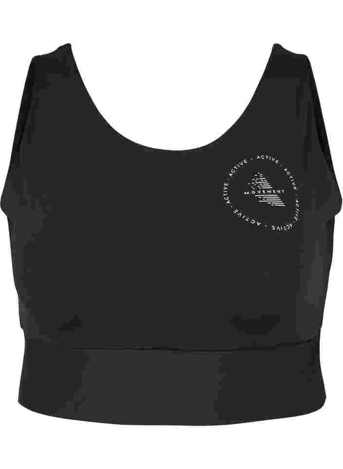 Enfärgad sport-bh med v-rygg, Black, Packshot image number 0