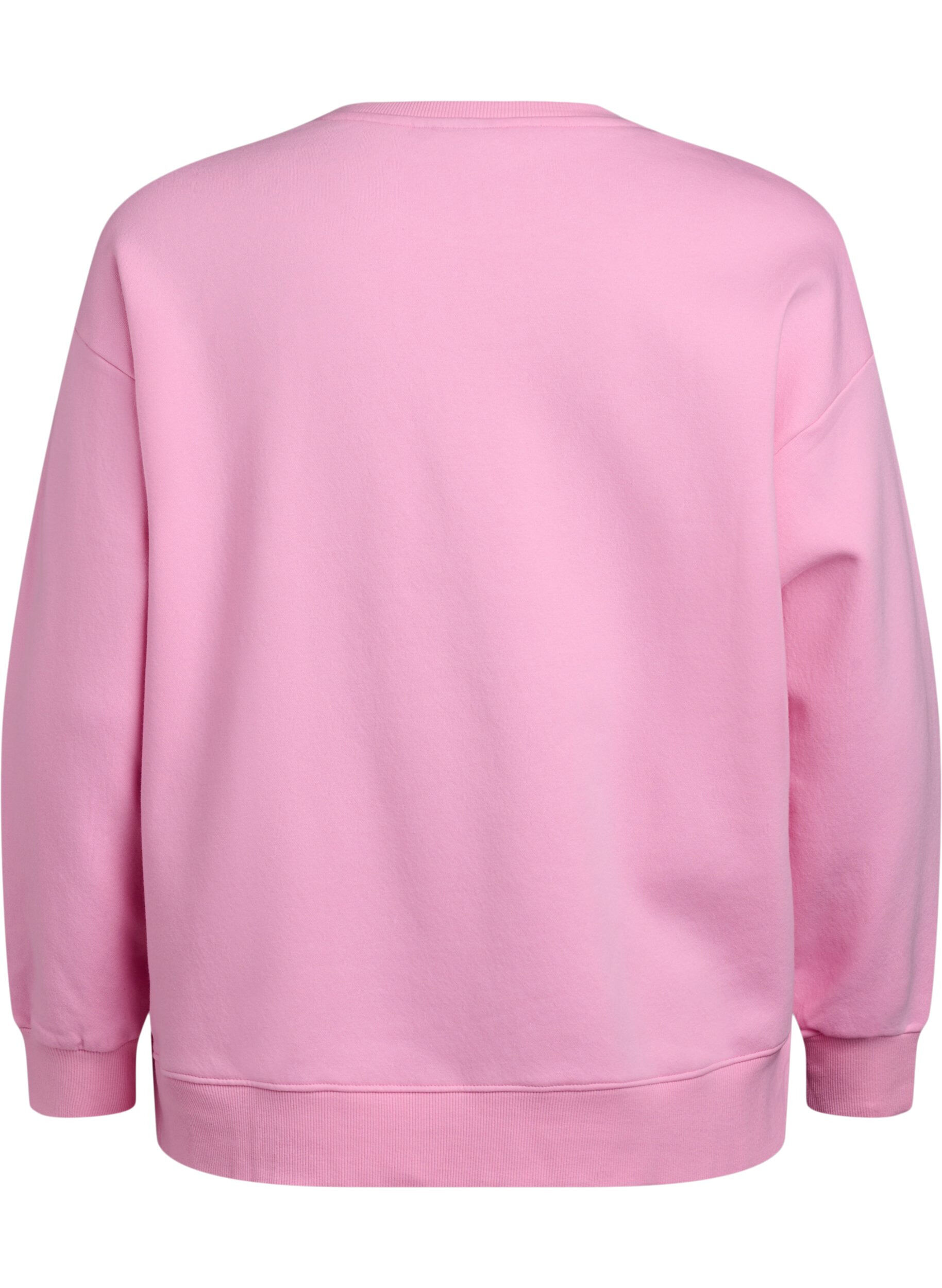 Zizzi Sweatshirt med texttryck, Bubblegum, Packshot image number 1