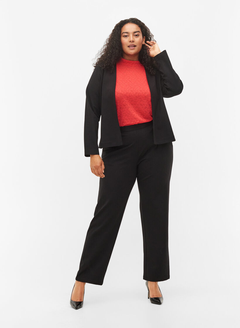 Långärmad spetsblus med kroppsnära passform, Hibiscus, Model image number 2