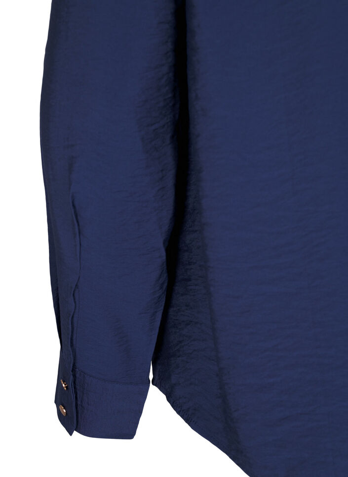 Skjorta med krage och bröstfickor, Blå, Packshot image number 3