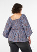 Blus med smock och fyrkantig ringning, Bl&aring;, Model image number 2