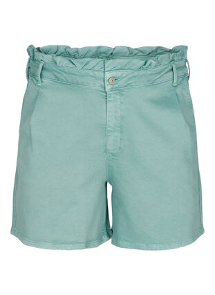 Shorts i bomull med volangkant, Chinois Green, Packshot image number 0
