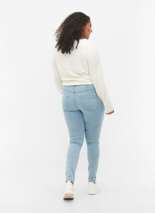 Super slim Amy jeans med hög midja, Ex Lgt Blue, Model image number 1