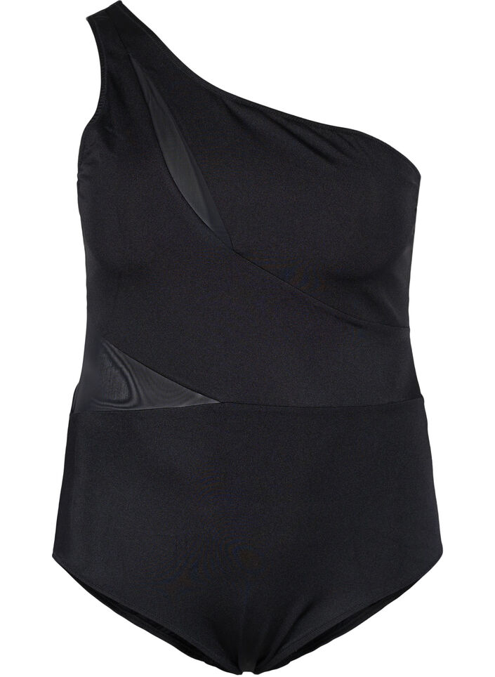 One-shoulder baddr&auml;kt med mesh, Black, Packshot image number 0