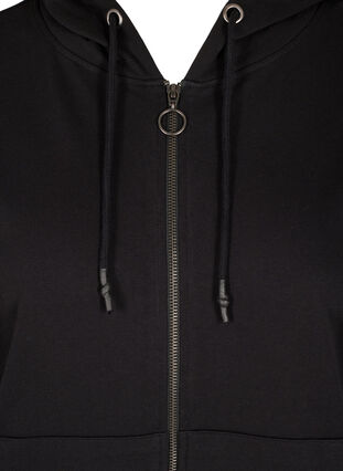 Munkjacka i sweatshirtkvalitet med huva och fickor, Black, Packshot image number 2