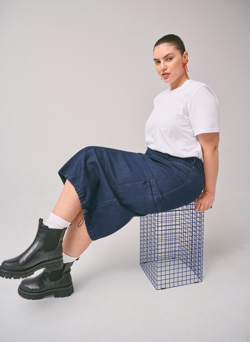 Maxikjol i denim, Dark Blue Denim, Image image number 0