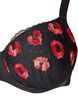 Vadderad bygel-BH med blommigt broderi, Svart, Packshot image number 2