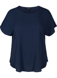 Topp med korta &auml;rmar och rund halsringning, Bl&aring;