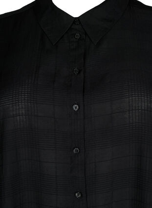 Lång skjorta i viskos med struktur, Black, Packshot image number 2