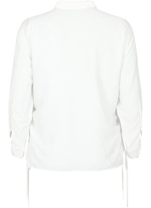 Skjorta i viskos med volangdetalj, Bright White, Packshot image number 1