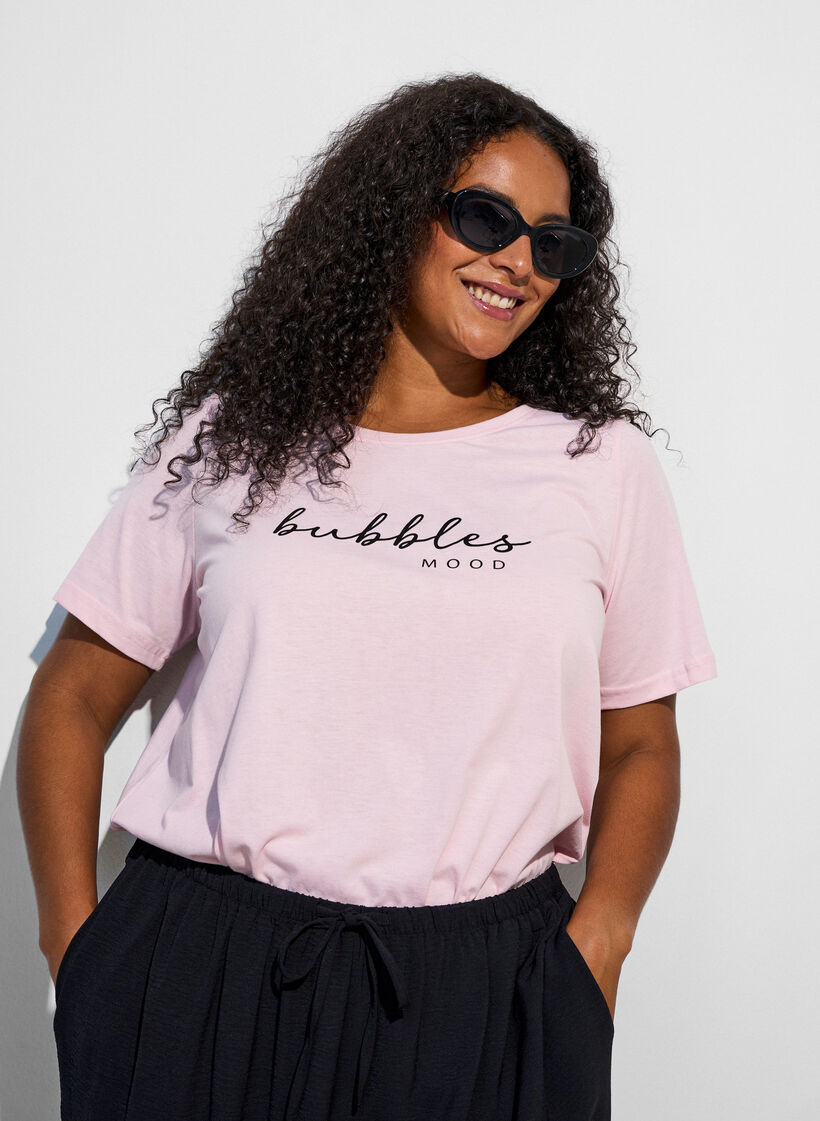 T-shirt med tryck, Rosa, Model image number 0