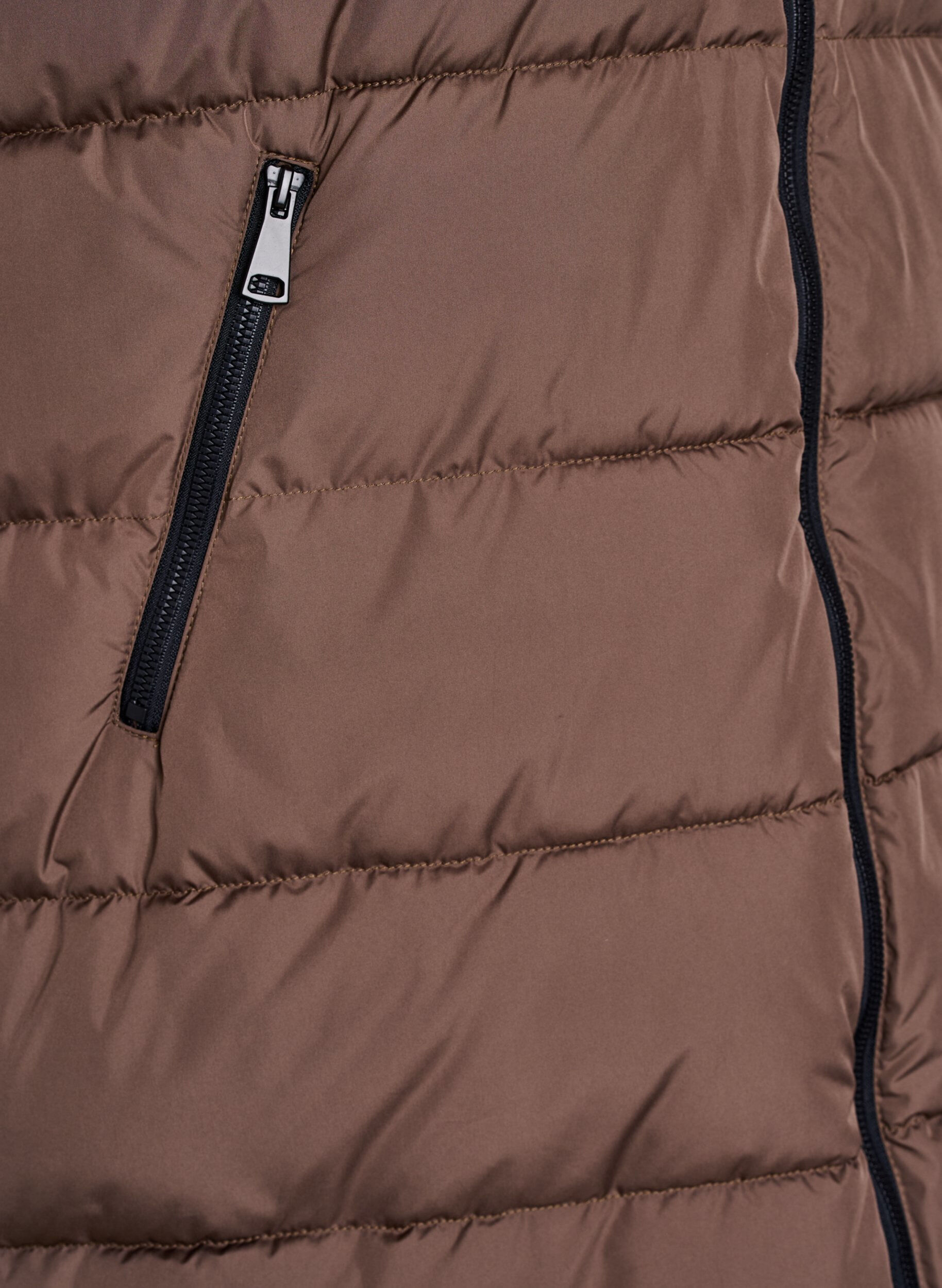 Zizzi L&aring;ng v&auml;st med huva och fickor, Brun, Packshot image number 3