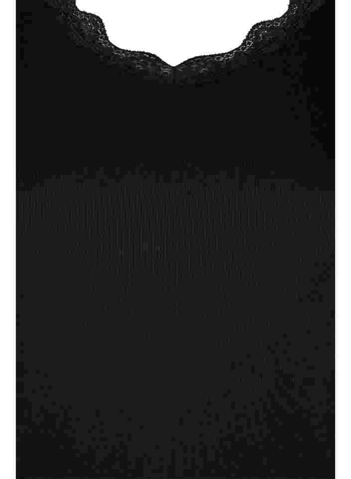 Långärmad topp med spetsdetaljer, Black, Packshot image number 2