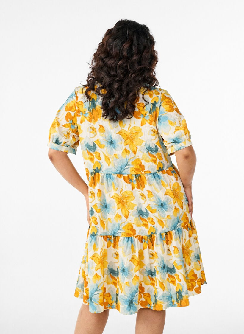 Kort a-linjeformad kl&auml;nning, Gul, Model image number 2