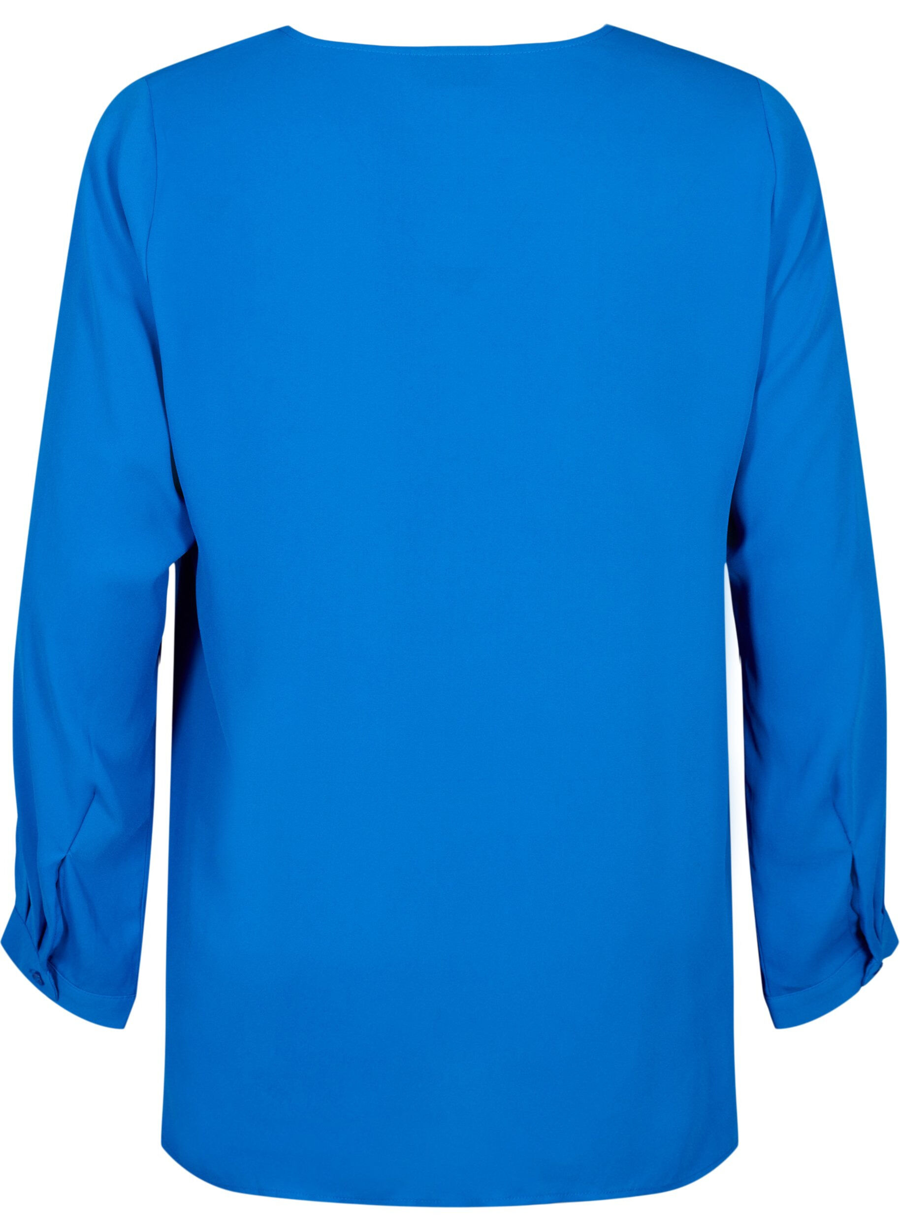 Zizzi Enf&auml;rgad skjorta med V-ringning, Princess Blue, Packshot image number 1