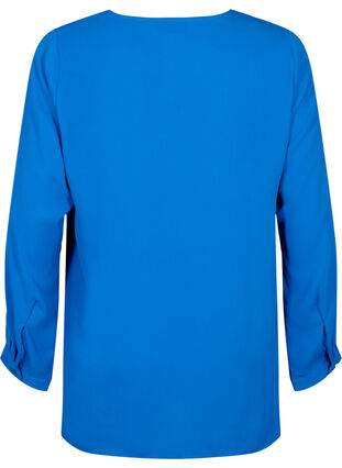 Enfärgad skjorta med V-ringning, Princess Blue, Packshot image number 1