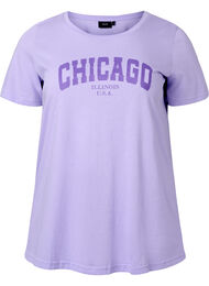 T-shirt i bomull med texttryck, Lavender W. Chicago