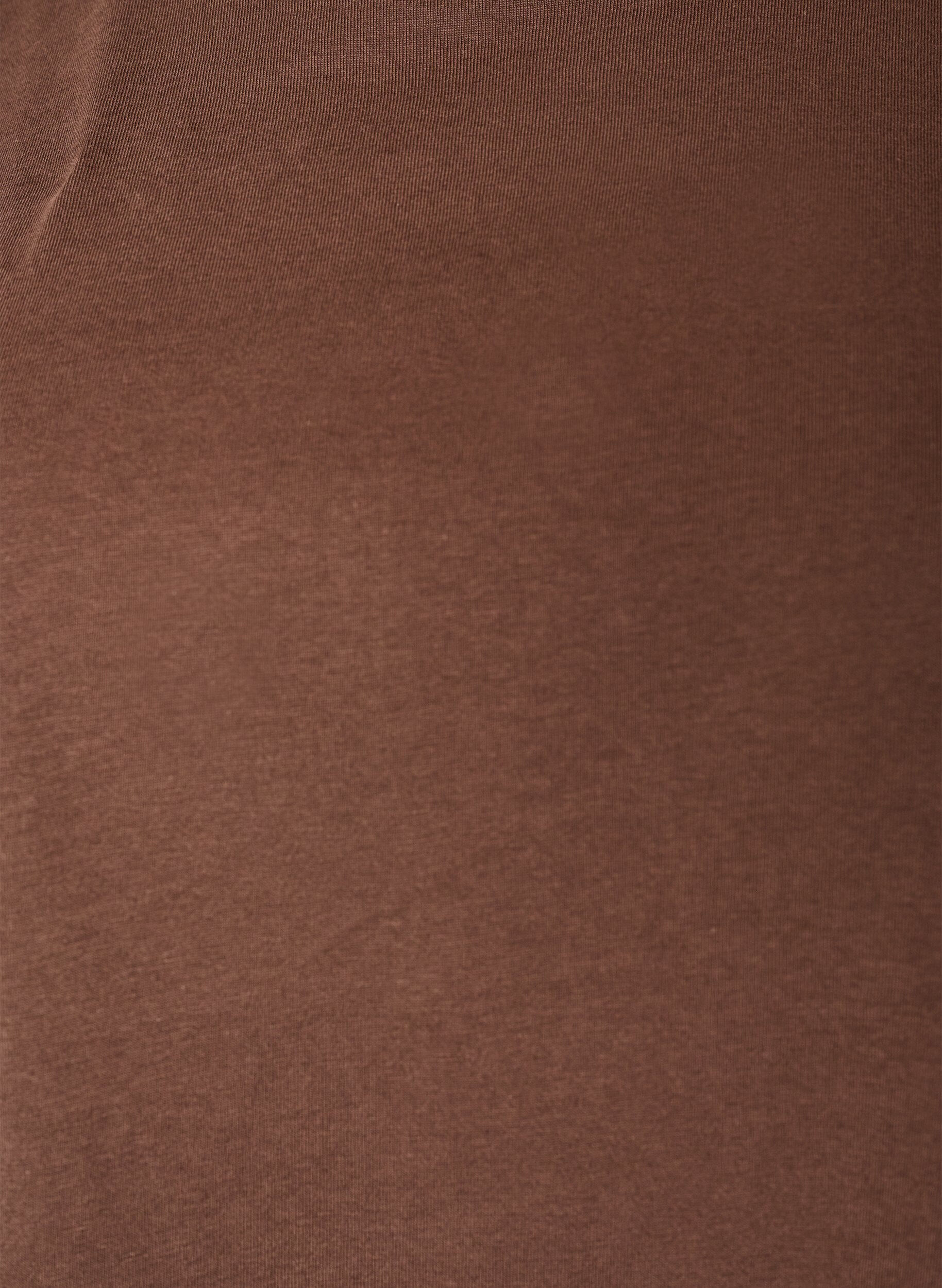 Zizzi T-shirt med asymmetrisk spetskant, Brun, Packshot image number 2