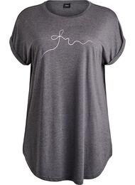 Kort&auml;rmat nattlinne med texttryck, Svart