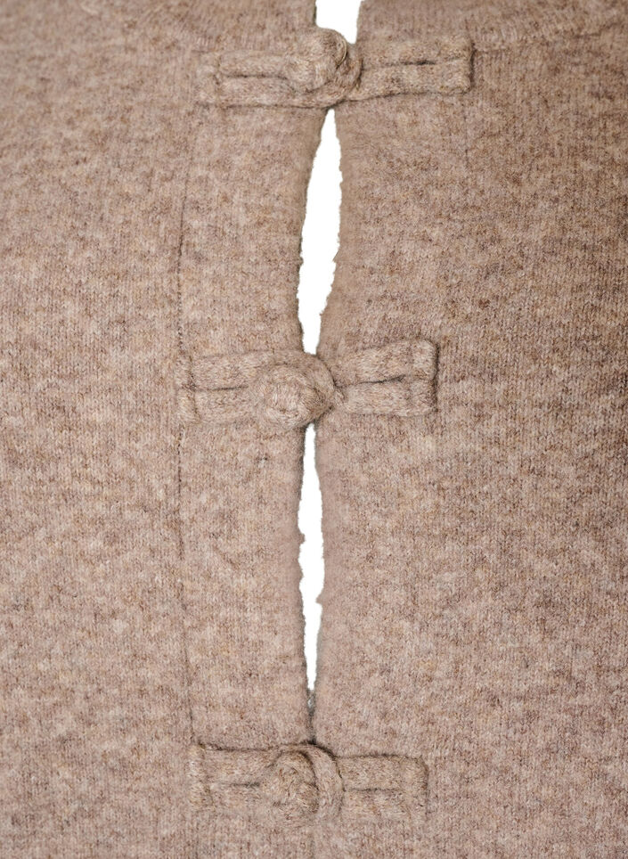 Cardigan med knutkn&auml;ppning, Beige, Packshot image number 2