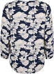 Skjortblus med V-ringning och tryck, Navy B. Flower AOP, Packshot image number 1