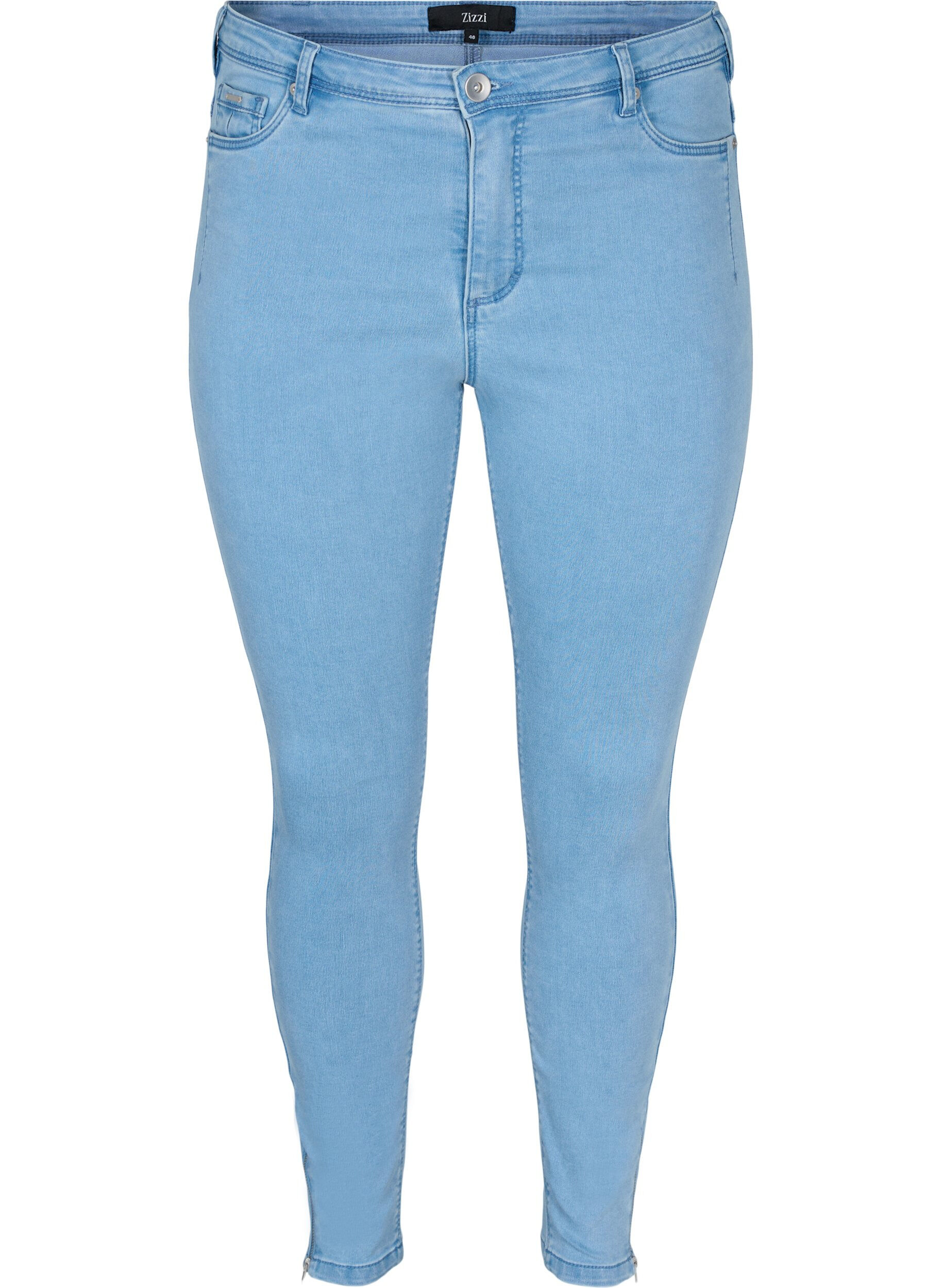ZizziCropped Amy jeans med blixtl&aring;s, Bl&aring;, Packshot image number 0