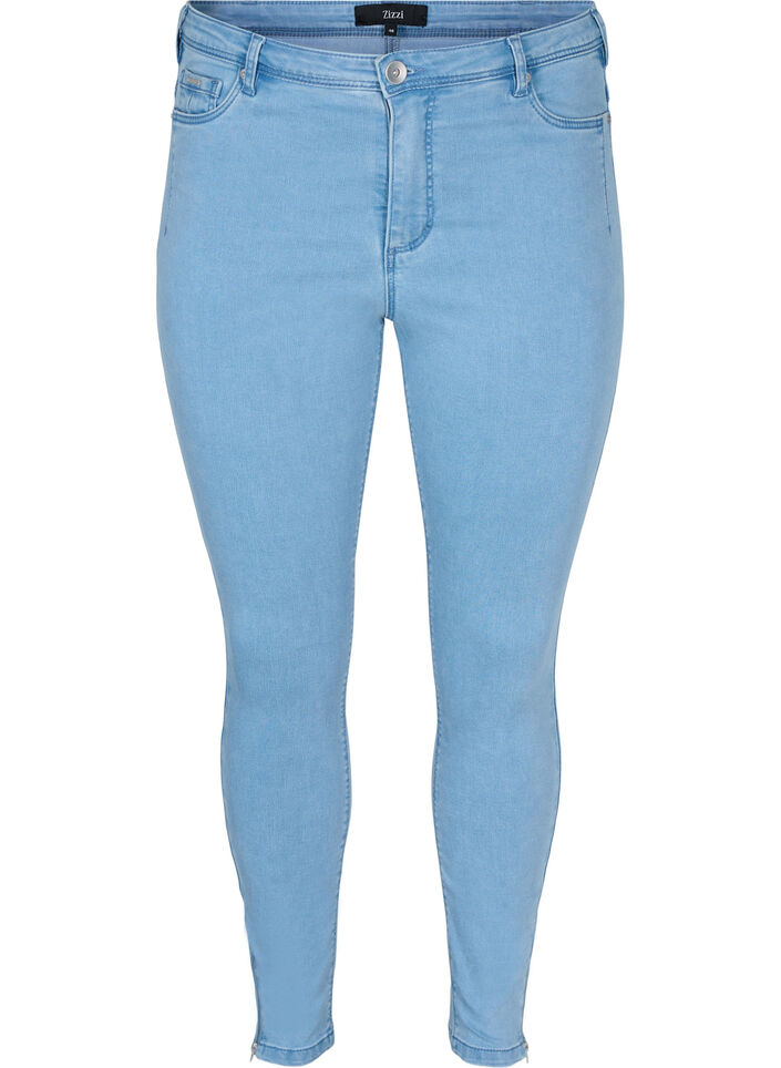 Cropped Amy jeans med blixtl&aring;s, Bl&aring;, Packshot image number 0
