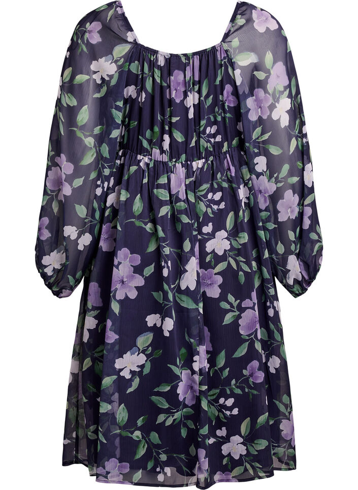 Festkl&auml;nning i chiffong med l&aring;nga &auml;rmar, Bl&aring;, Packshot image number 1