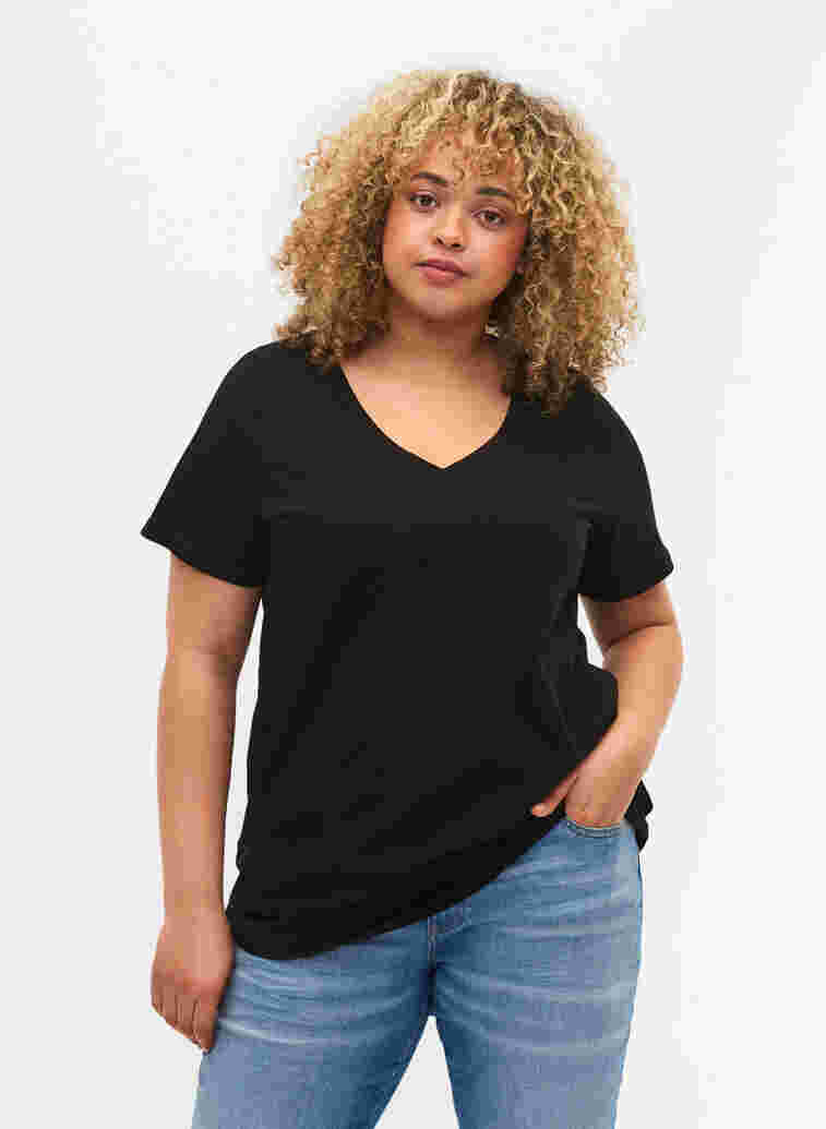 2-pack t-shirt i bomull, Black/Bright W, Model