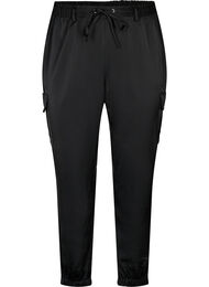 Satin Cargo Byxor, Black
