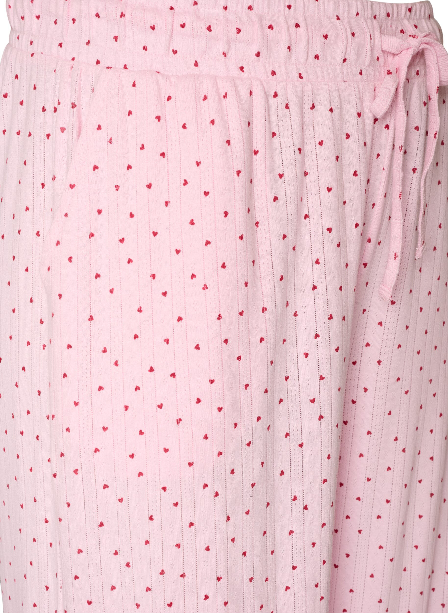 ZizziPyjamabyxor i ekologisk bomull med h&aring;lbrodyr, Rosa, Packshot image number 2