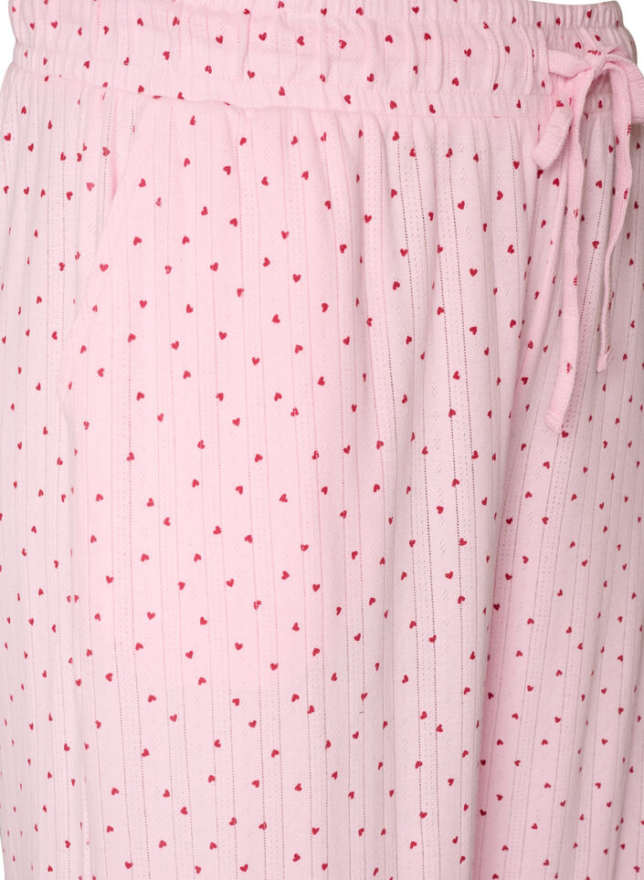 Pyjamabyxor i ekologisk bomull med h&aring;lbrodyr, Rosa, Packshot image number 2