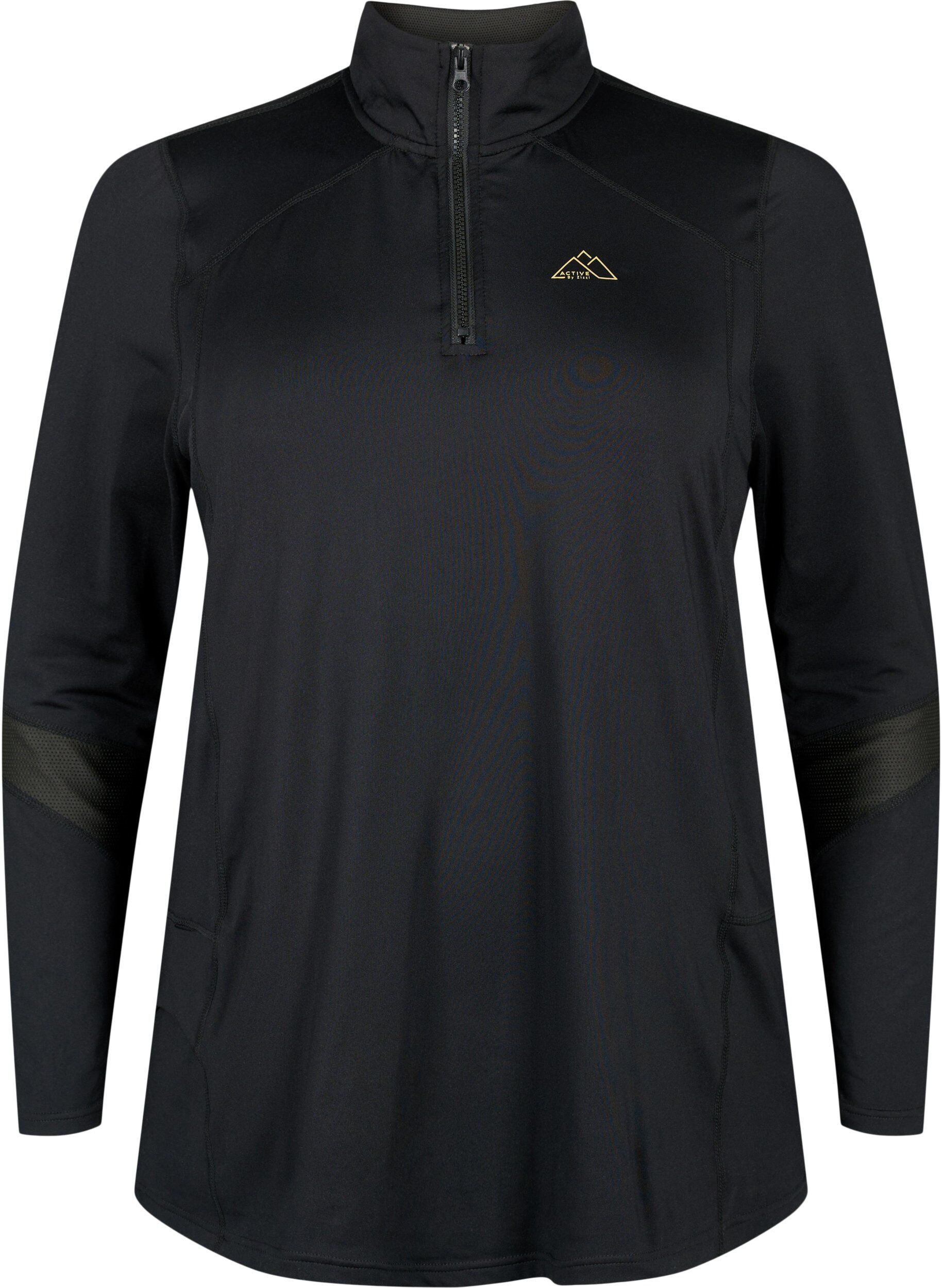 Zizzi Baselayer blus med fickor och mesh, Black, Packshot image number 0