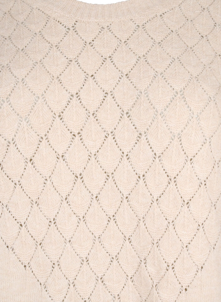 Stickad blus med spetsmönster, Pumice Stone Mel., Packshot image number 2