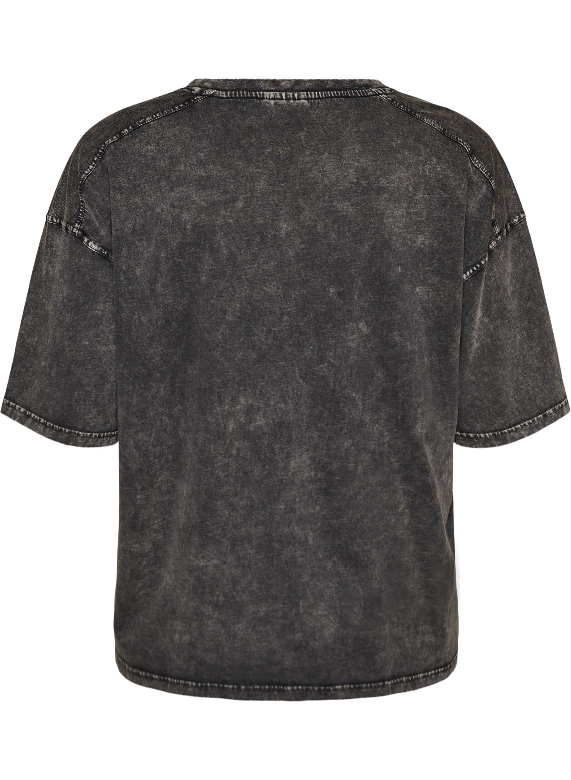 ZizziOversized t-shirt i ekologisk bomull med collegetryck, Svart, Packshot image number 1