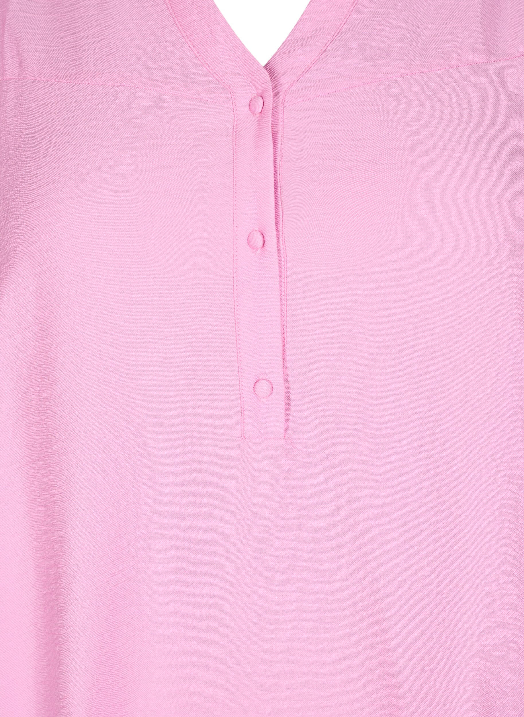 Zizzi Blus med volangkrage, Rosa, Packshot image number 2
