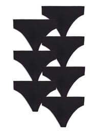 7-pack G-string i bomull, Svart